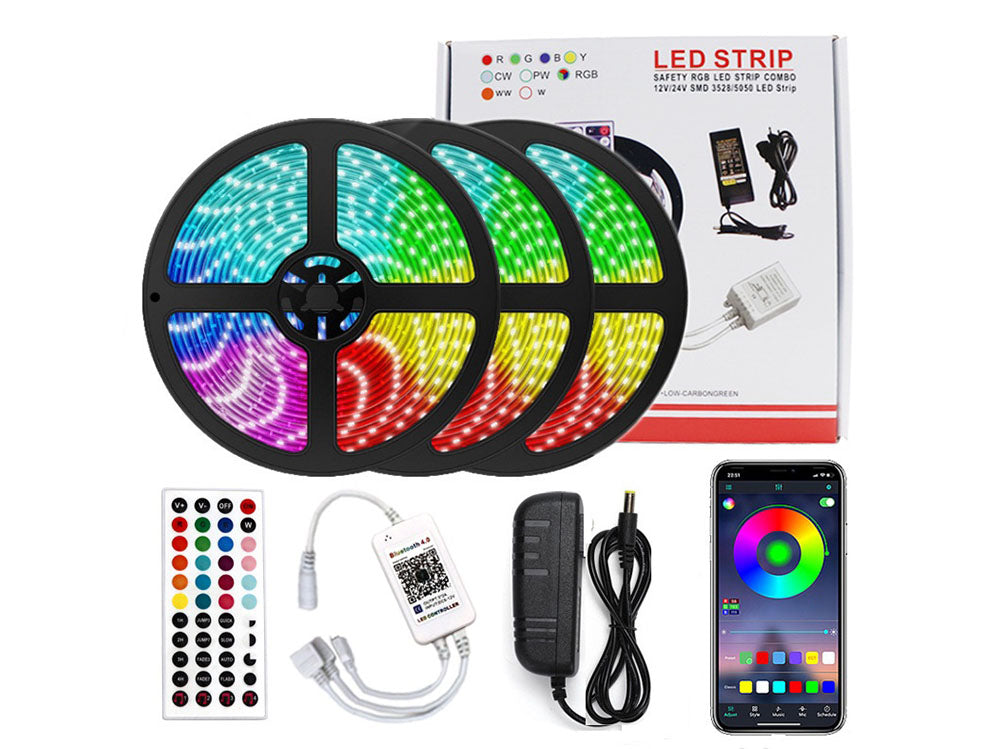 Bluetooth LED Strip Lights, ALED LIGHT 15M Waterproof RGB
