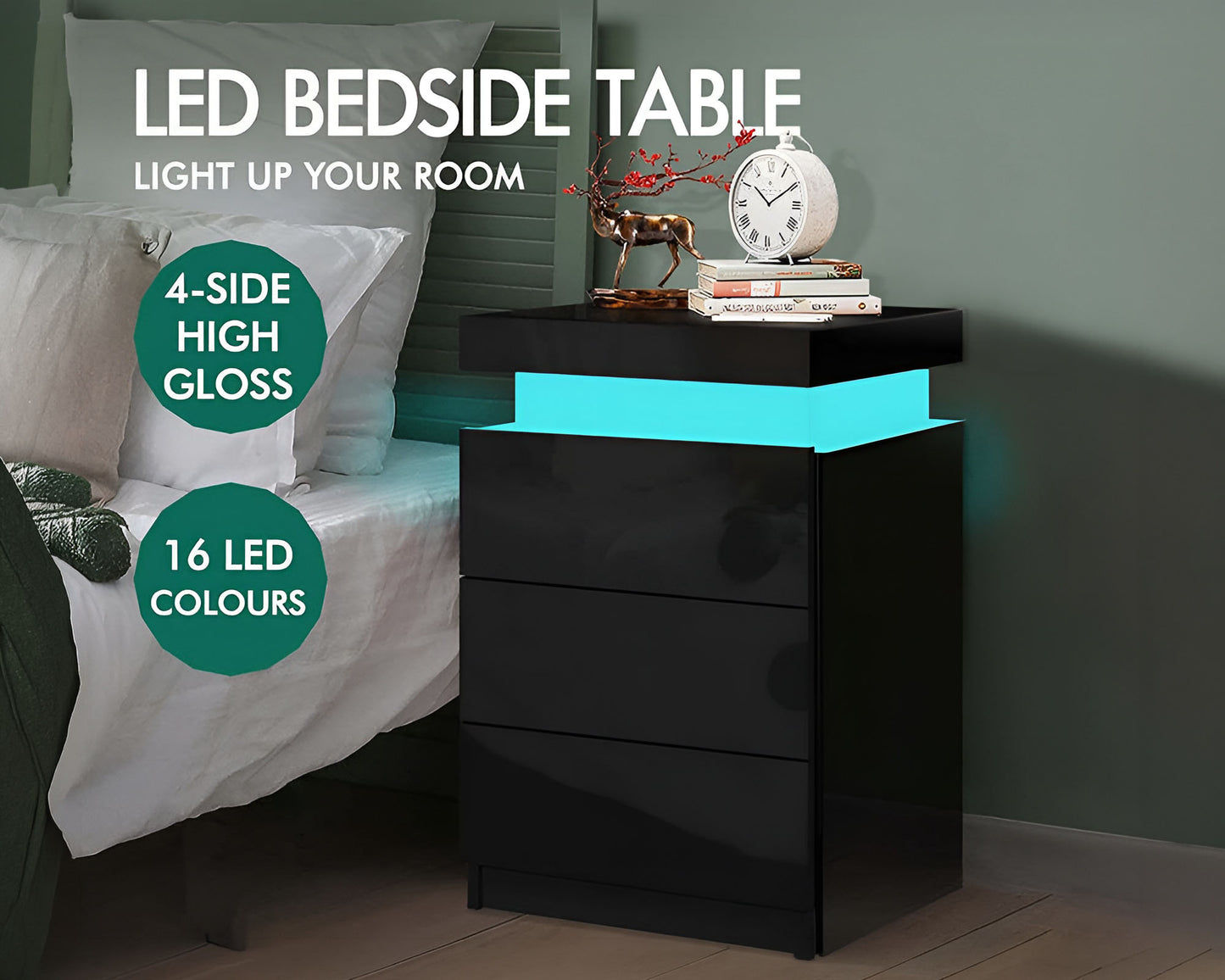 LED Bedside Table 16 LED Colors