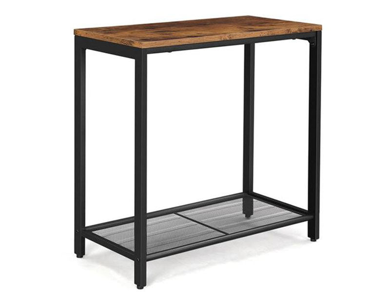 VASAGLE Brown End Table with Mesh Shelf