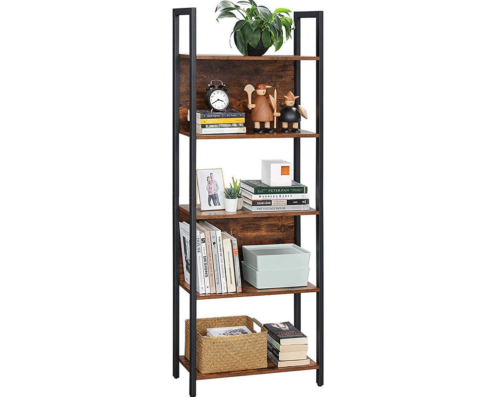 Industrial Bookshelf Bookcase 5 Shelf