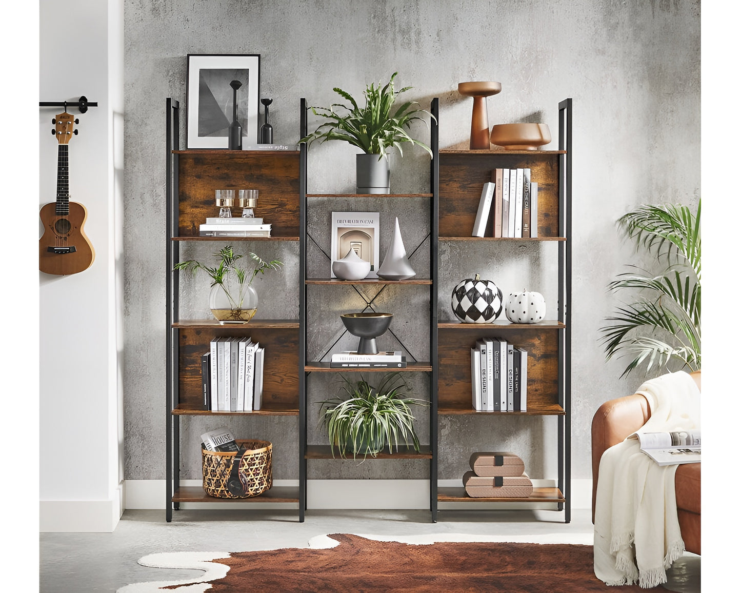 Industrial Bookshelf Bookcase 14 Shelf