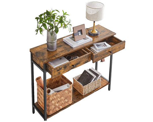 Industrial Console Table Hallway Table Sofa Table with Drawers