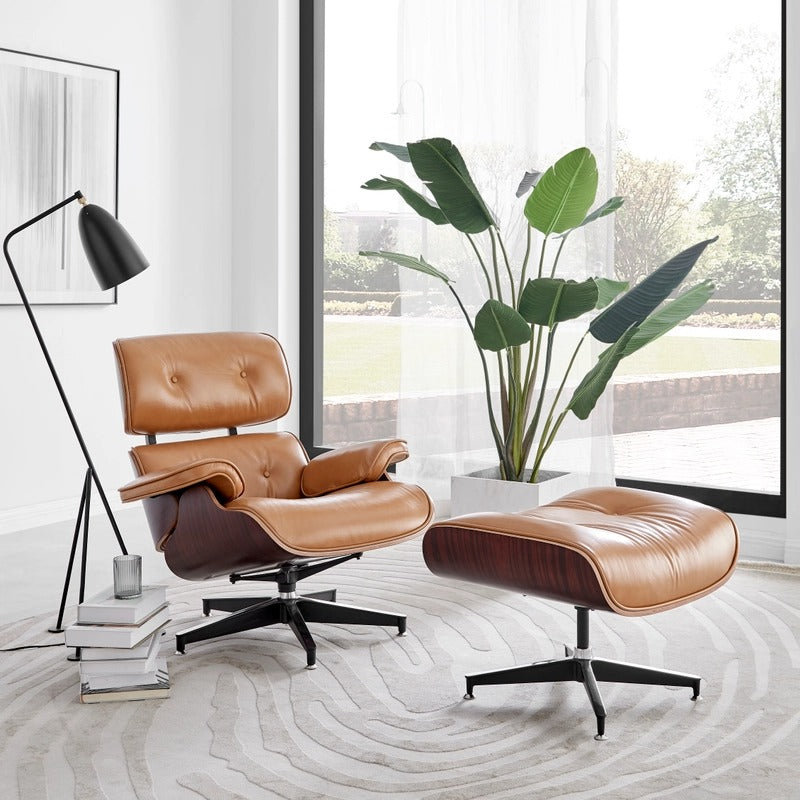 Replica Premium Leather Lounge Chair &amp; Ottoman, chair