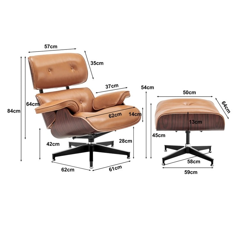Replica Premium Leather Lounge Chair &amp; Ottoman, chair
