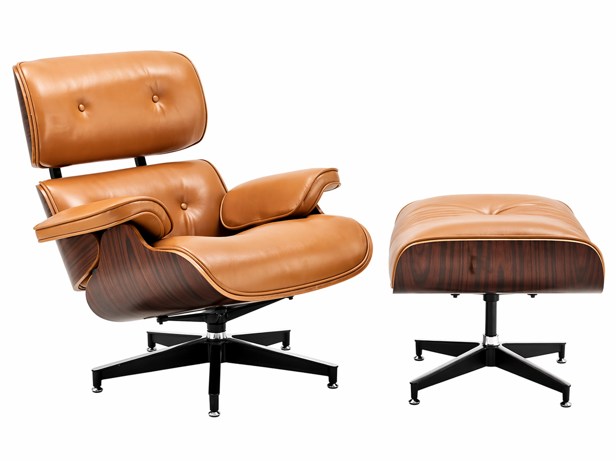 Luxurious Living Replica Leather Lounge Chair & Ottoman