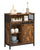 VASAGLE Storage Cabinet with Sliding Barn Door | Rustic Brown and Black – Industrial Style Storage Solution