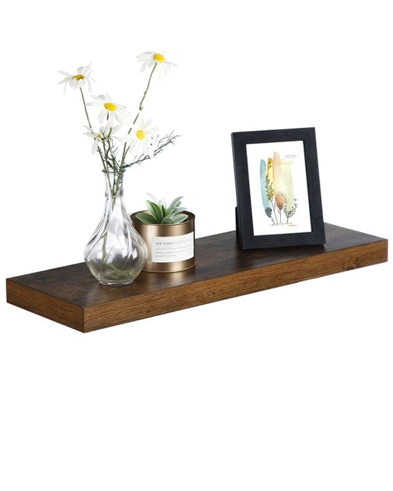 VASAGLE Rustic Brown Floating Shelf - 38MM Wall Mounted Shelf for Photos, Decorations, and More