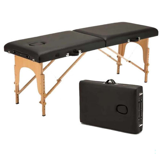Portable Massage Table Height Adjustable Beech Wood Black
