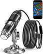 Digital Microscope, 50x-1600x Magnification, 1440P HD, 8 LED Lights, Portable, Compatible with iOS and Android Devices