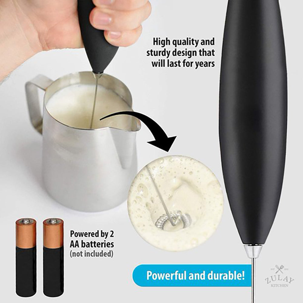 Milk Frother for Coffee – Handheld Electric Milk Frother with Stand