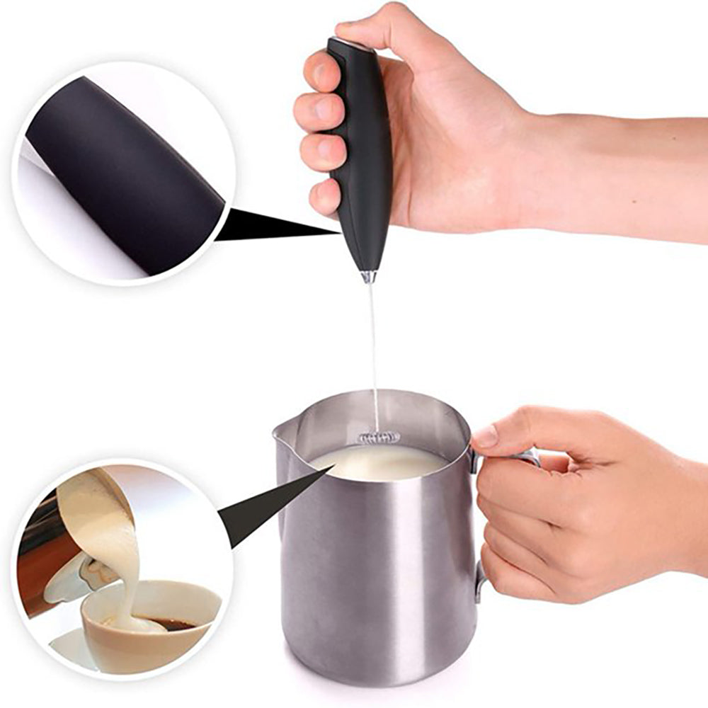 Milk Frother for Coffee – Handheld Electric Milk Frother with Stand