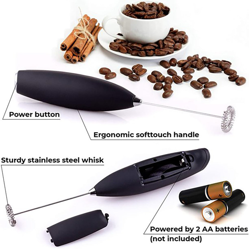 Milk Frother for Coffee – Handheld Electric Milk Frother with Stand