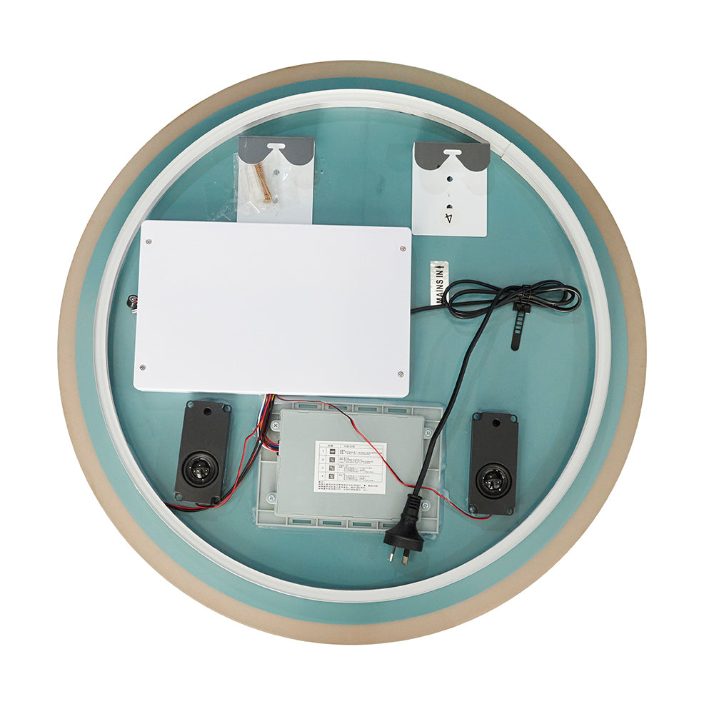 Round Frameless Anti-Fog LED Bathroom Vanity Mirror with Bluetooth – Wall Mounted Silver Finish