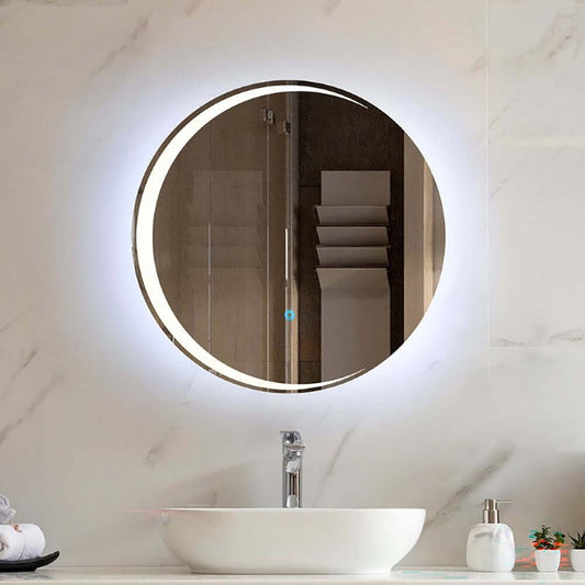 70cm Round LED Mirror with Bluetooth – Modern Smart Bathroom Mirror
