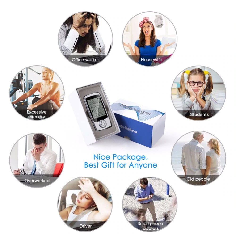 Dual Independent Channels TENS EMS Unit for Pain Relief, TENS Unit Muscle Stimulator with 24 Modes 20 Levels Intensity, Electric Pulse Massager TENS Massager with Pads, Storage Bag