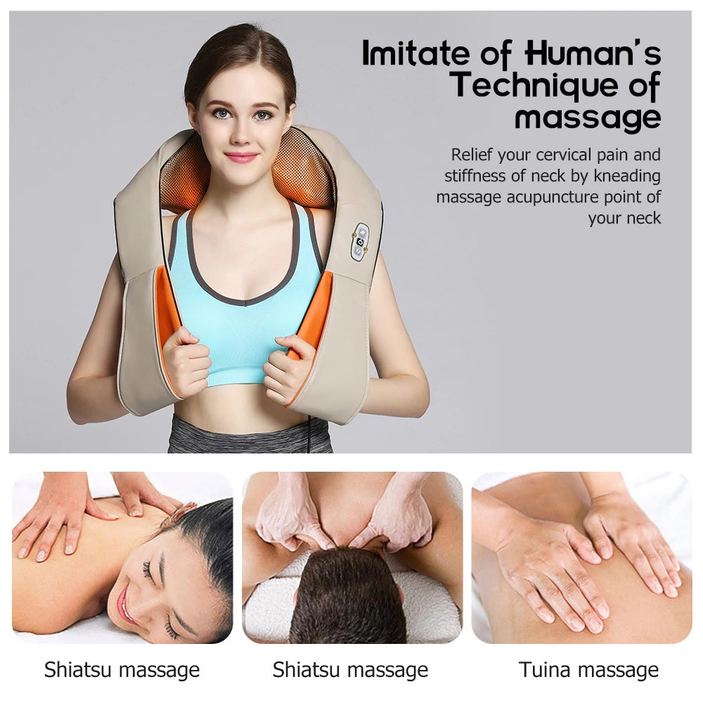 Neck Massager Heating – U-Shape Neck Massager with 99 Modes & Pain Relief Tapping Massage