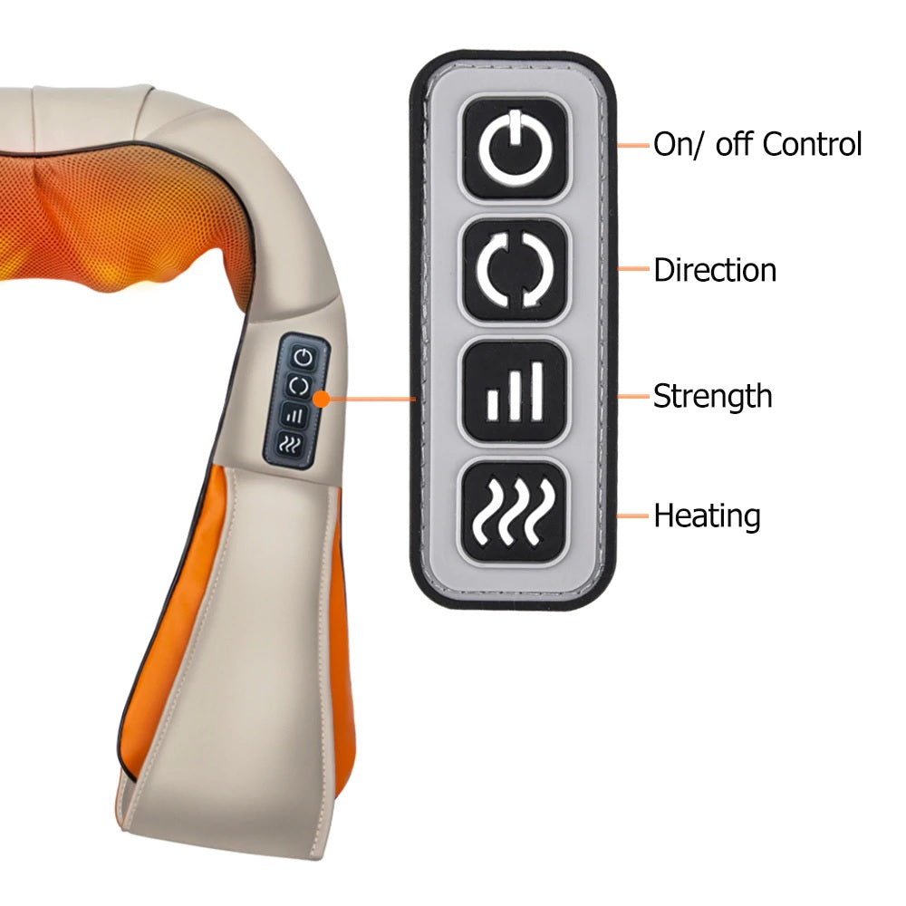 Neck Massager Heating – U-Shape Neck Massager with 99 Modes & Pain Relief Tapping Massage