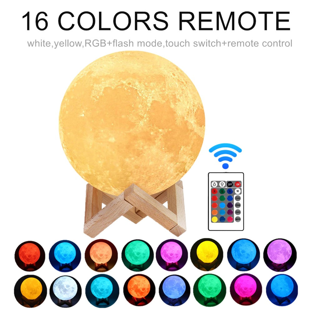 Remote 3D Moon Lamp