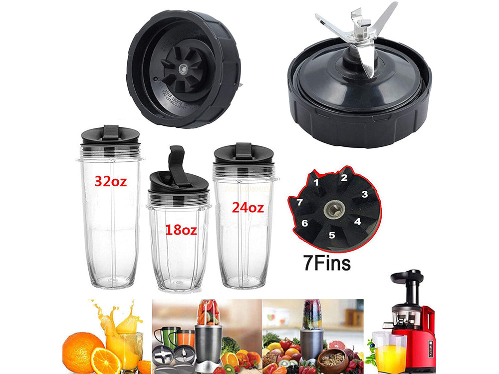 Ninja Blender Replacement Parts - Bottom Blade Assembly with 7 Fins for Nutri Ninja Auto iQ BL480, BL480D, BL482, BL456 Blenders (Female Fins Only)