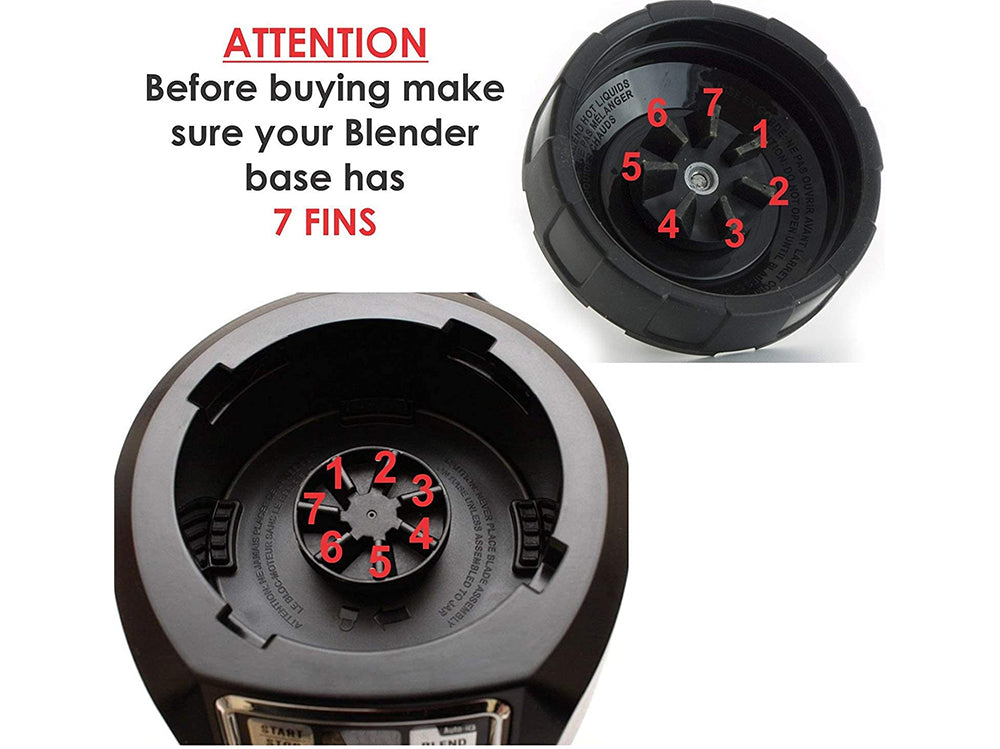Ninja Blender Replacement Parts - Bottom Blade Assembly with 7 Fins for Nutri Ninja Auto iQ BL480, BL480D, BL482, BL456 Blenders (Female Fins Only)