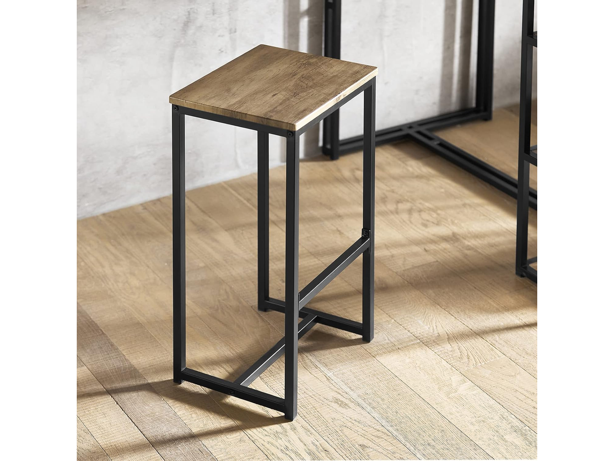 Bar Table and Stools Set 3 Piece Dining Set with Storage Shelves