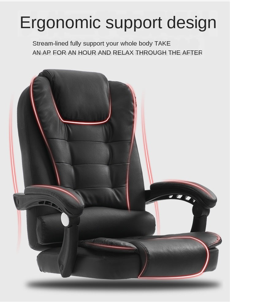 Office Chair Reclining PU Leather Executive Office Chair with Footrest Black