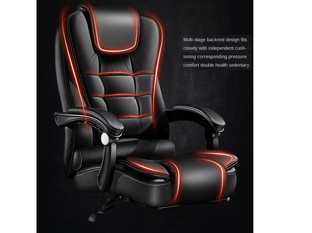 Office Chair Reclining PU Leather Executive Office Chair with Footrest Black