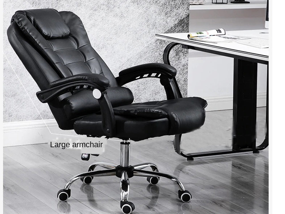 Office Chair Reclining PU Leather Executive Office Chair with Footrest Black