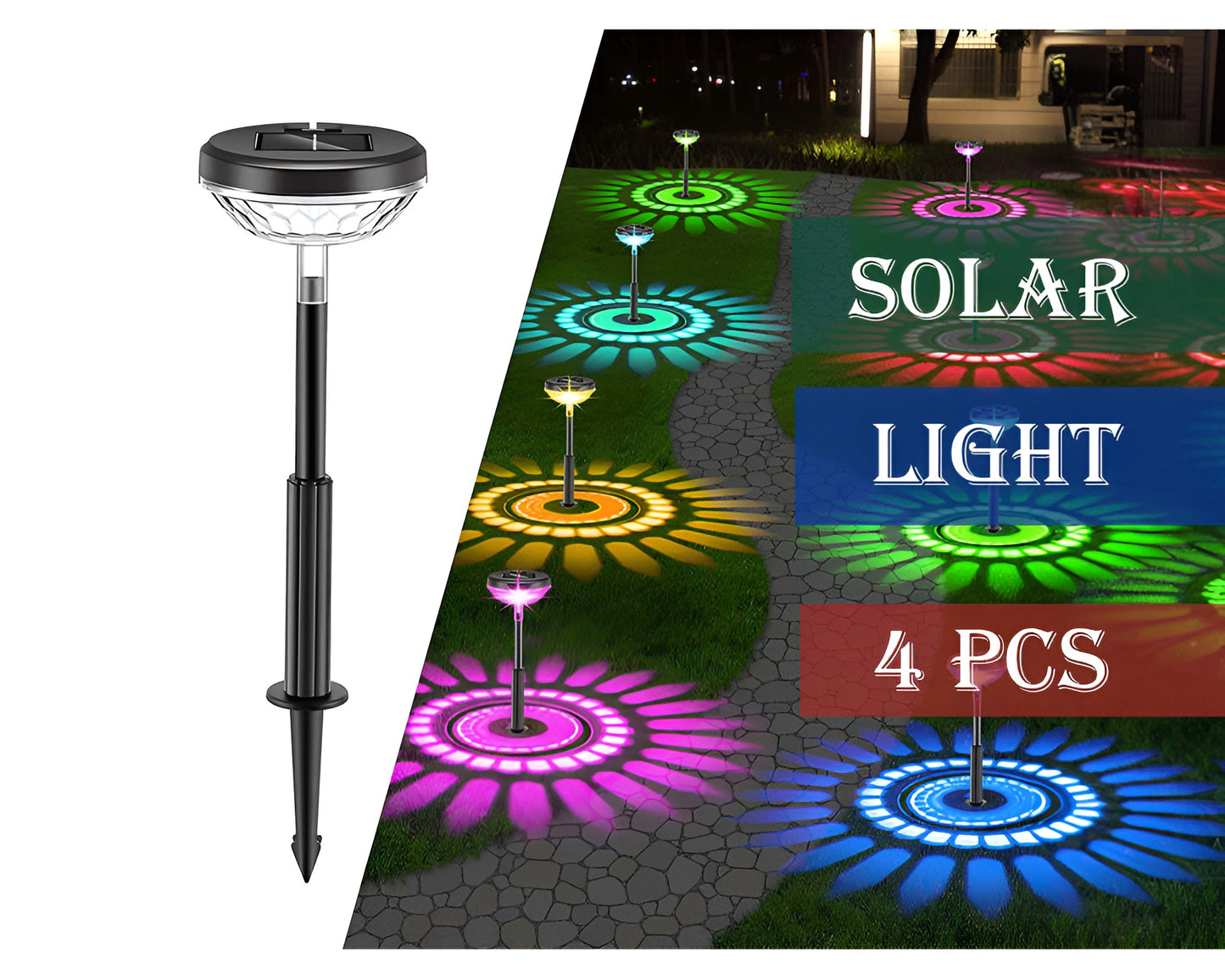 Pathway Outdoor Solar Lights 4Packs Decorative Garden Lights
