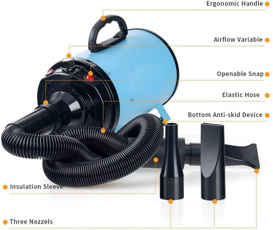 Pet Hair Dryer High Velocity Pet Hair Dryer for Dogs & Cats