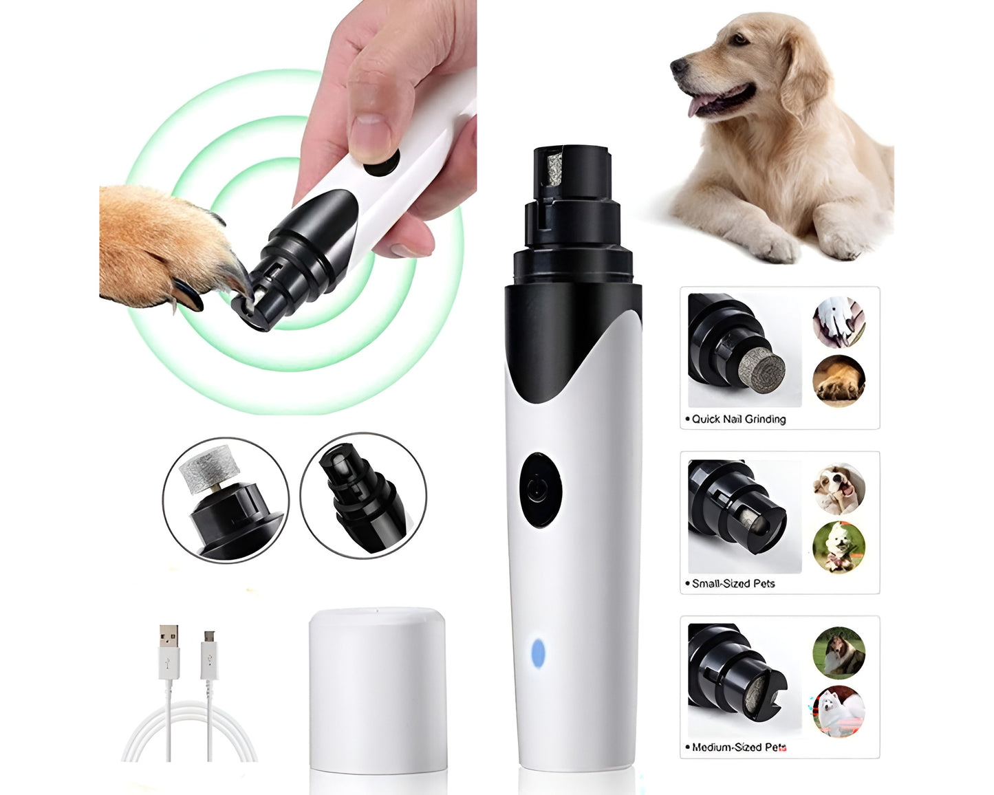 Wireless Cordless Rechargeable Dog Nail Grinder – Gentle, Quiet Nail Trimming for Pets