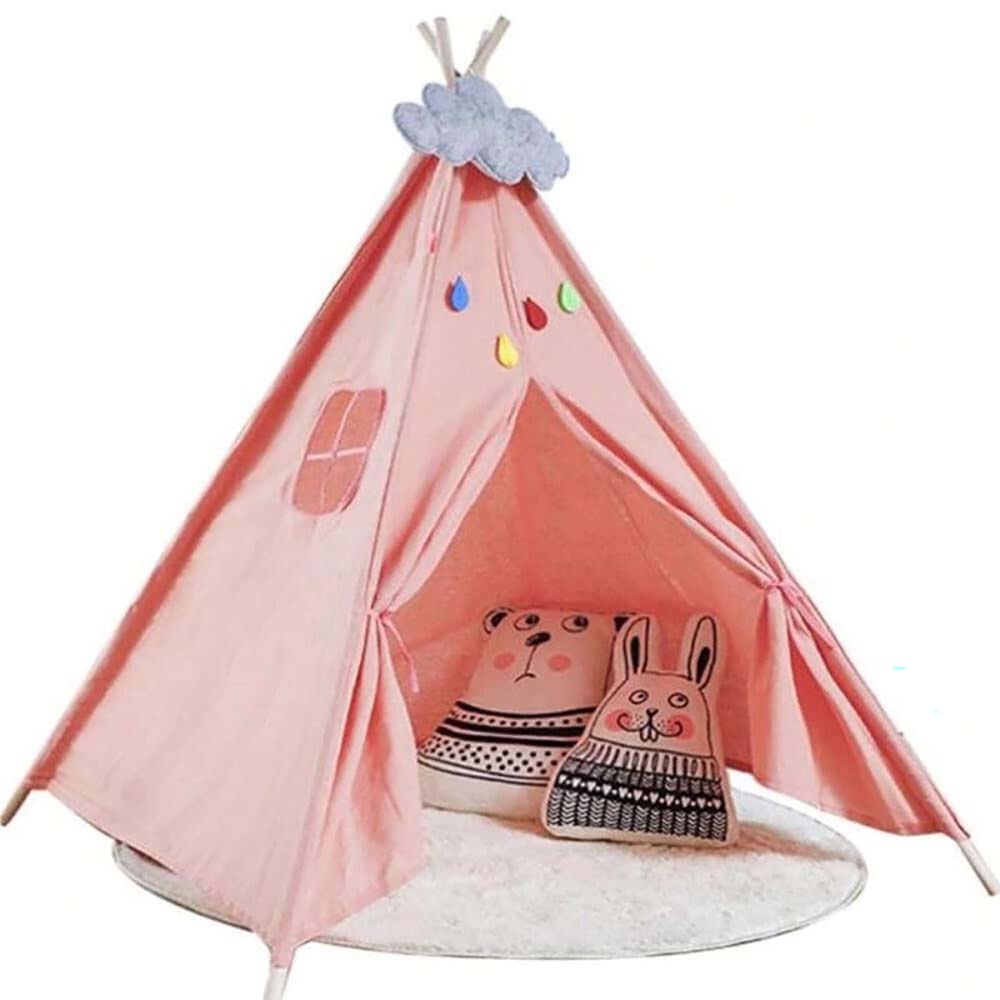Beige Cotton Canvas Teepee Play Tent