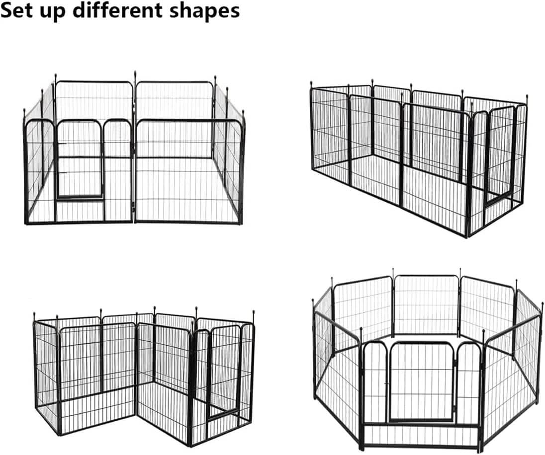 Heavy Duty Exercise Pen Foldable 10 Panel Pet Enclosure – Dog Fence with Lockable Door for Indoor & Outdoor Use