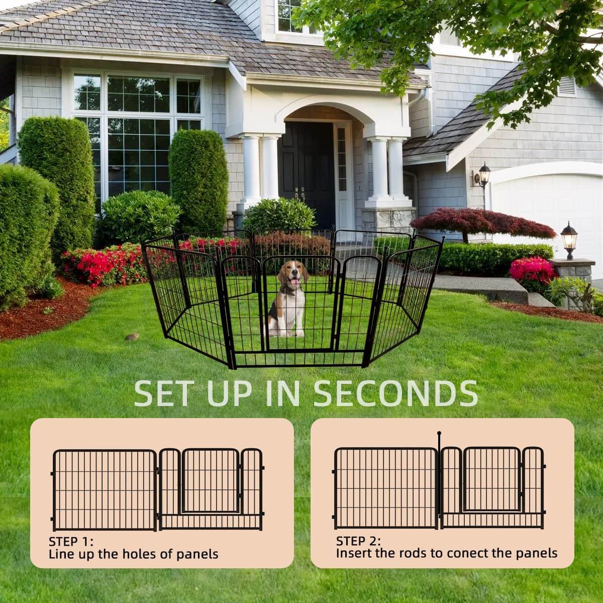 Heavy Duty Exercise Pen Foldable 10 Panel Pet Enclosure – Dog Fence with Lockable Door for Indoor & Outdoor Use