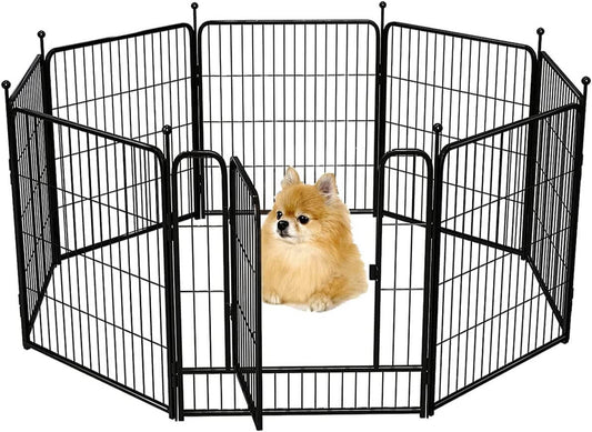 Heavy Duty Exercise Pen Foldable 10 Panel Pet Enclosure – Dog Fence with Lockable Door for Indoor & Outdoor Use