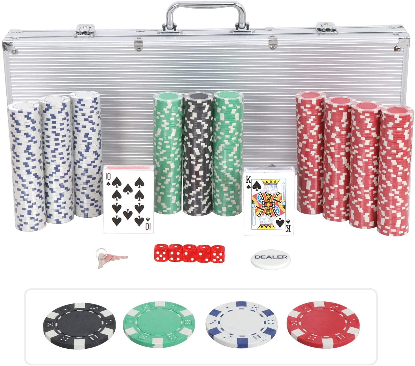Poker Chip Set – 500 Poker Chip Set with Case & Cards