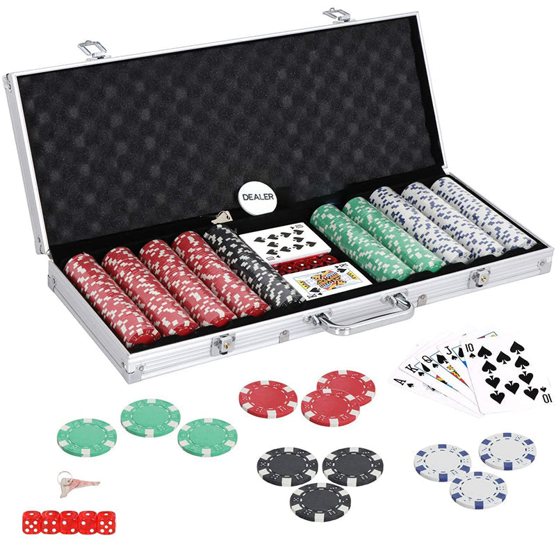 Poker Chip Set – 500 Poker Chip Set with Case & Cards