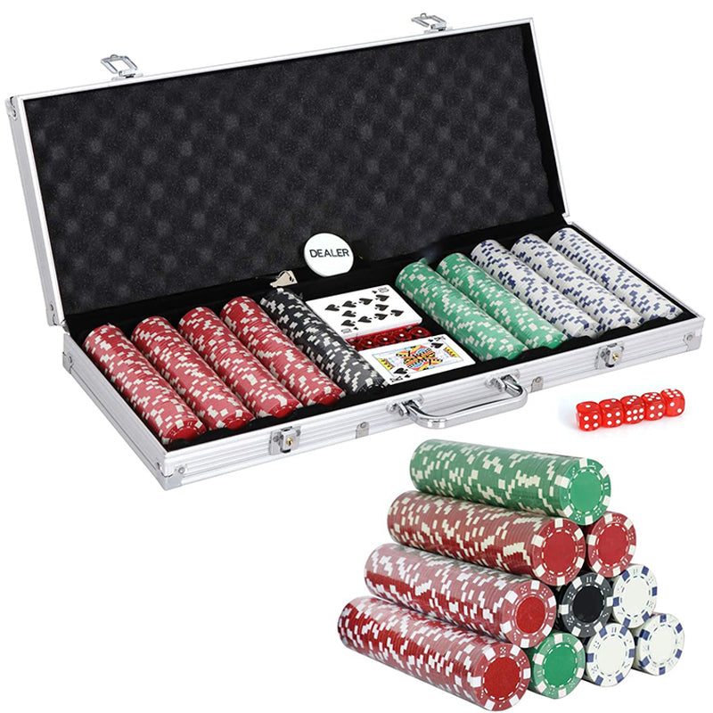 Poker Chip Set – 500 Poker Chip Set with Case & Cards