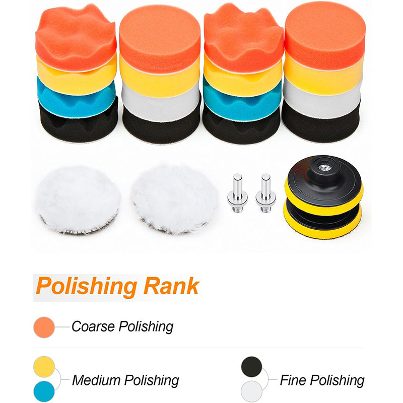 Car Foam Drill Polishing Pad Kit – 22-Piece Complete Polishing and Buffing Kit for Auto Detailing