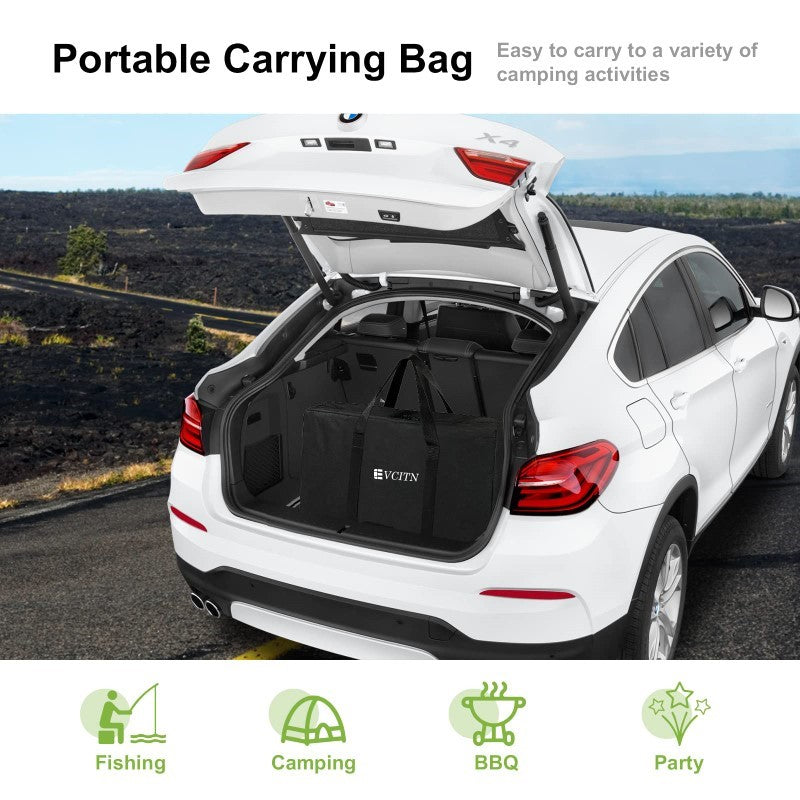 Deluxe Camping Kitchen - Foldable Portable Outdoor Cooking Station with Storage, Work Benches, and Steel Wind Shield