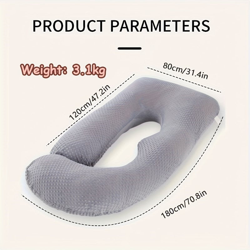Pregnancy Pillow, U-Shaped 52" Full Body Maternity Pillow for Pregnant Women with Washable Velvet Outer Cover – Support for Back, Hips, Legs, and Belly (Light Grey)