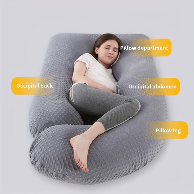 Pregnancy Pillow, U-Shaped 52" Full Body Maternity Pillow for Pregnant Women with Washable Velvet Outer Cover – Support for Back, Hips, Legs, and Belly (Light Grey)