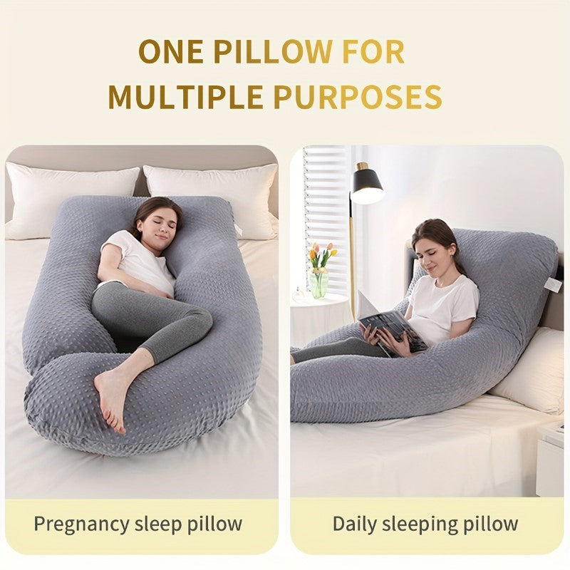Pregnancy Pillow, U-Shaped 52" Full Body Maternity Pillow for Pregnant Women with Washable Velvet Outer Cover – Support for Back, Hips, Legs, and Belly (Light Grey)