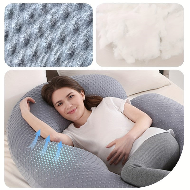 Pregnancy Pillow, U-Shaped 52" Full Body Maternity Pillow for Pregnant Women with Washable Velvet Outer Cover – Support for Back, Hips, Legs, and Belly (Light Grey)