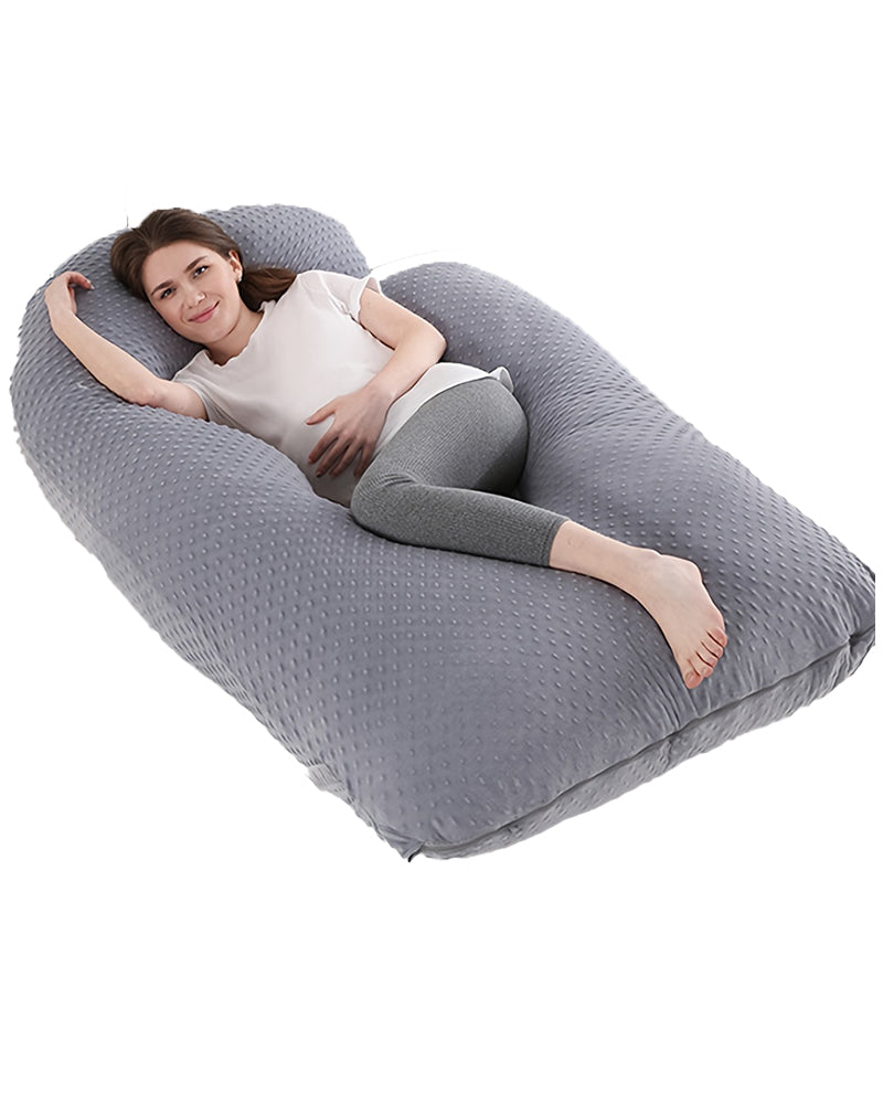 Pregnancy Pillow, U-Shaped 52" Full Body Maternity Pillow for Pregnant Women with Washable Velvet Outer Cover – Support for Back, Hips, Legs, and Belly (Light Grey)