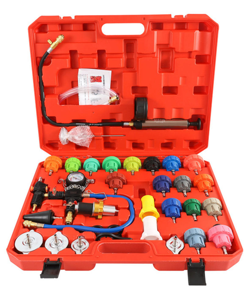 34Pcs Radiator Pressure Tester Kit Car Cooling System Leaking Refill Vacuum