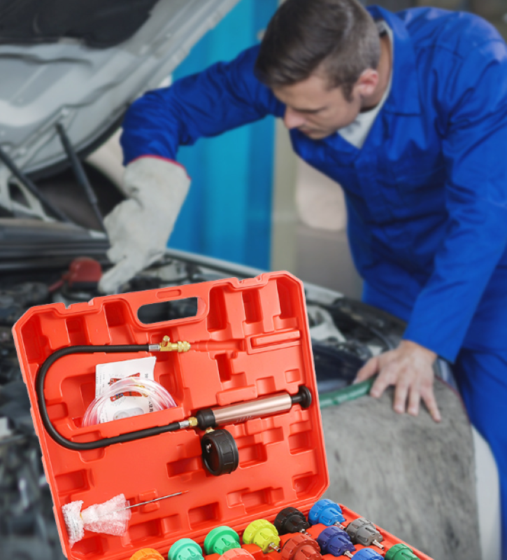 34Pcs Radiator Pressure Tester Kit Car Cooling System Leaking Refill Vacuum