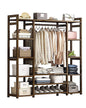 Clothes Rail Garment Rack – Bamboo Portable Closet with Storage Shelves and Hanging Rail (130x30x150cm)