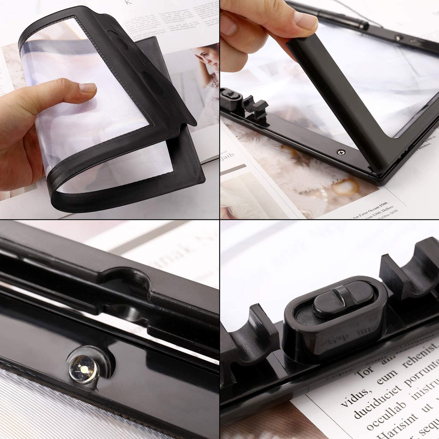 Reading A4 Magnifier LED Glass Magnifier