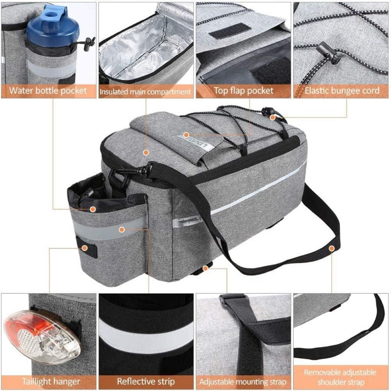 Bike Rear Seat Bag - 10L Waterproof Bicycle Trunk Pannier Bag